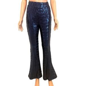 high waist small all over sequin flare leg stretch pant club rave P 3083